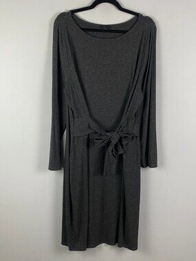 J Jill Wearever Collection Tie Front Dress Size XL Gray Long Sleeve Stretch